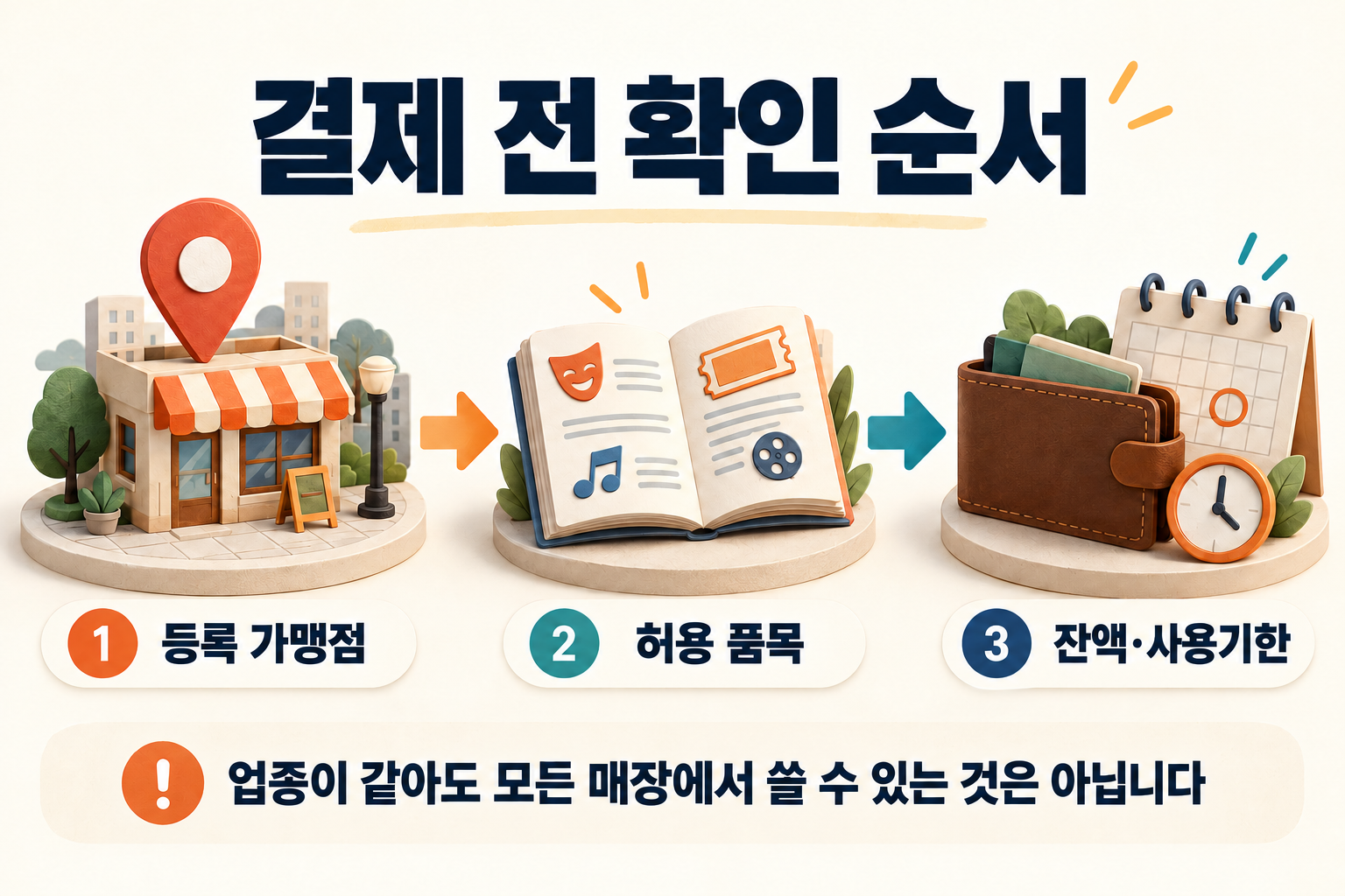 문화누리카드 결제 전 세 가지 확인사항
